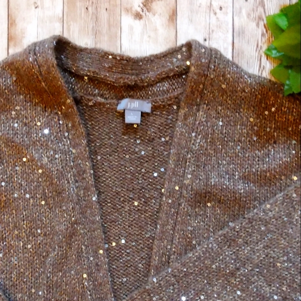 J Jill women's brown and sparkly cardigan size Large (J5) - Picture 3 of 3